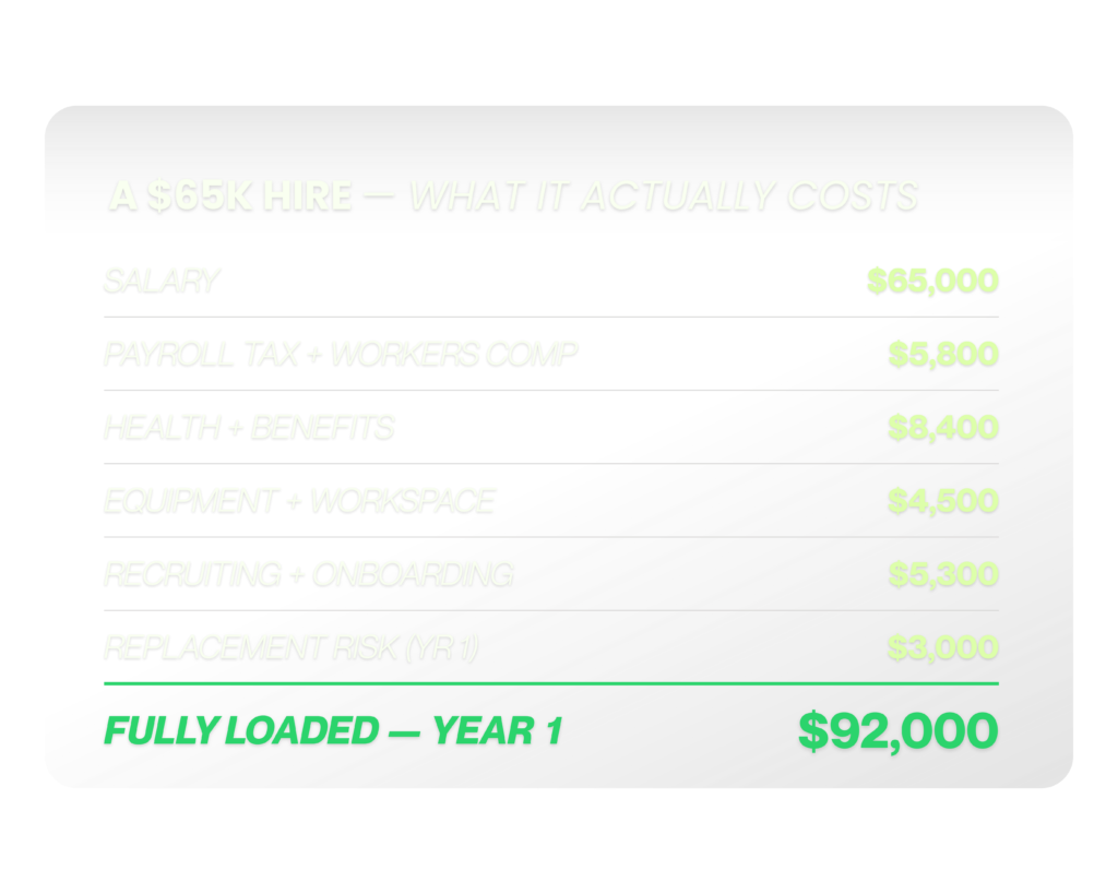 A $65K HIRE — what it actually costs